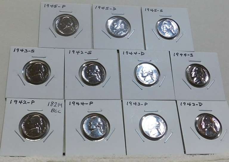 1942-45 War Nickel Set, complete