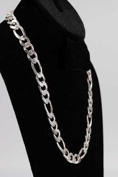 Italian .925 Sterling Silver 13mm 3+1 Figaro Link Chain 22 Inches