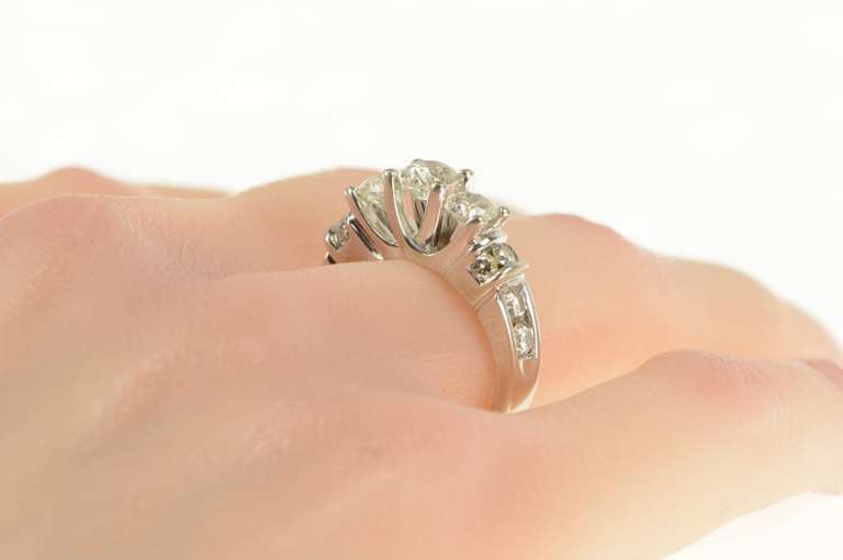 14K White Gold 2.46 Ctw Three Diamond Classic Engagement Ring