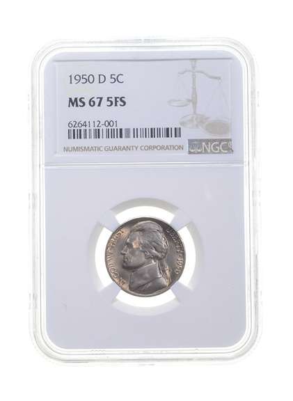MS67 1950-D Jefferson Nickel - 5FS - Graded NGC