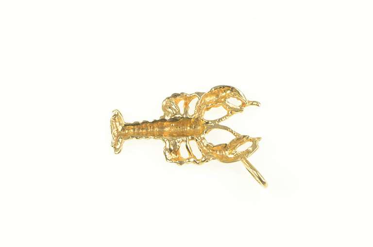14K Yellow Gold 3D Lobster Ocean Animal Fishing Pendant