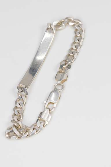 .925 Sterling Silver 6.9mm Curb Link ID Bracelet 8 Inches