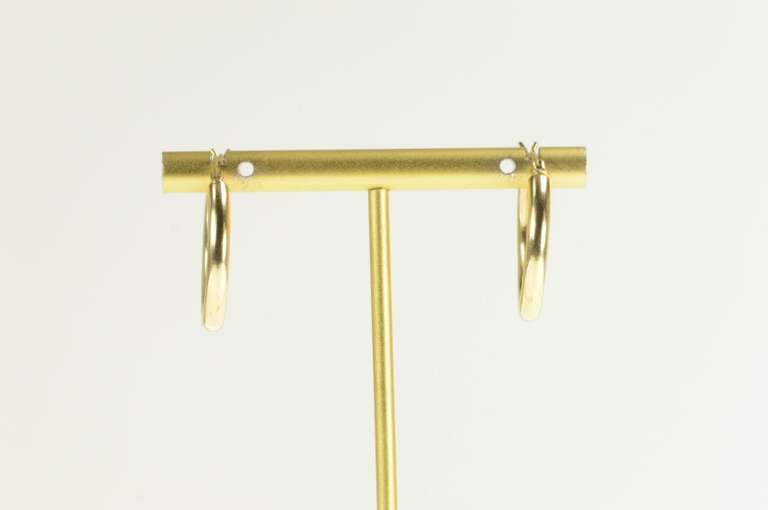 14K Yellow Gold Classic Rounded Simple Plain Hoop Earrings