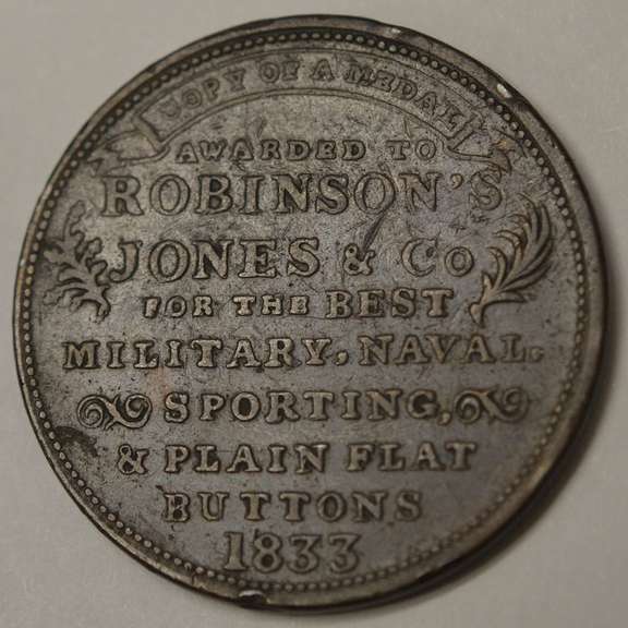 1833 American Institute Medal Robinson's Jones & Co. Attleboro, MA. Circulated.