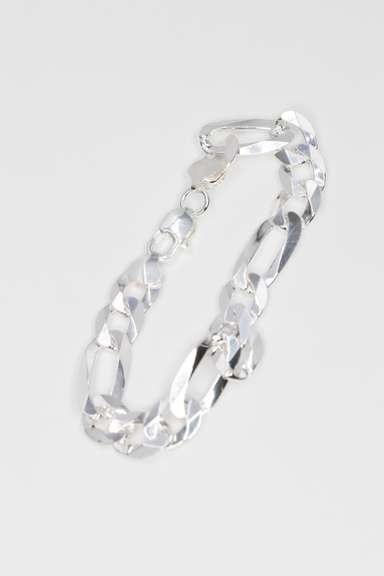 .925 Italian Sterling Silver 11mm Figaro Bracelet 8 Inches