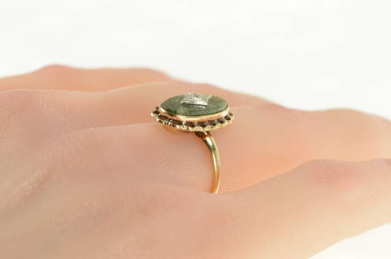10K Yellow Gold Serpentine Diamond Accent Retro Statement Ring