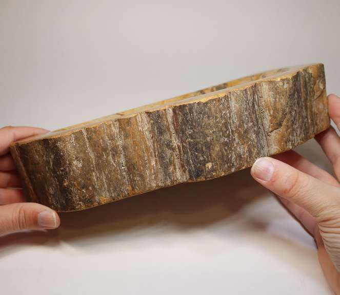 Well marbled petrified wood bowl weighing 2,806g