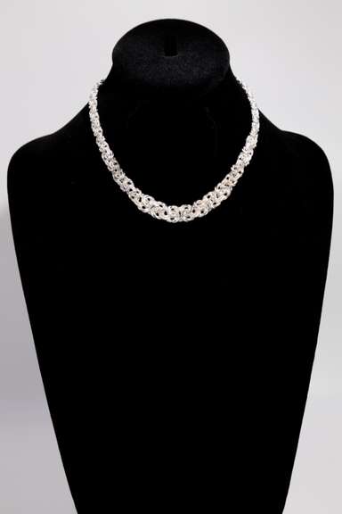 Italian Sterling Silver Graduated Byzantine Necklace 7mm-11mm 16 Inch