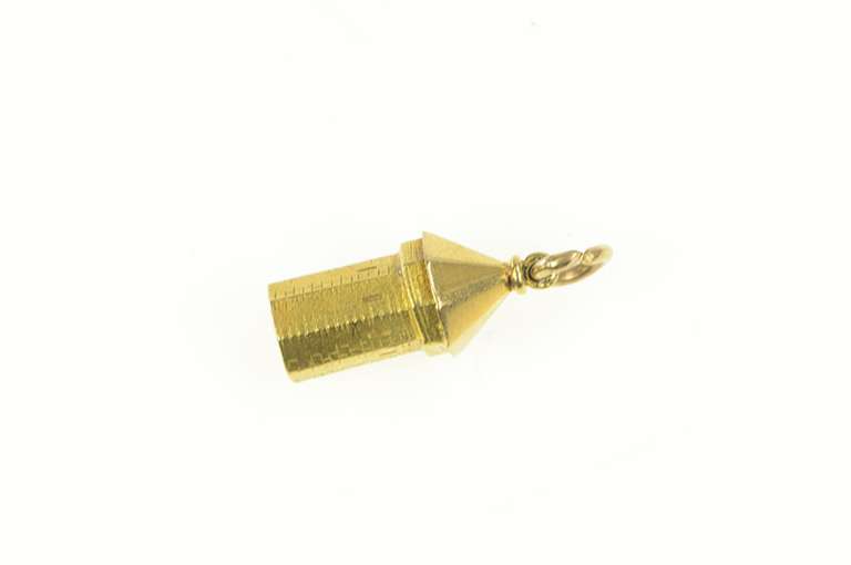14K Yellow Gold 3D Turret Castle Tower Charm/Pendant