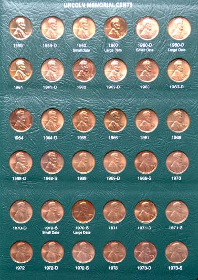 Full Red BU Memorial Cent Set 1959-2007