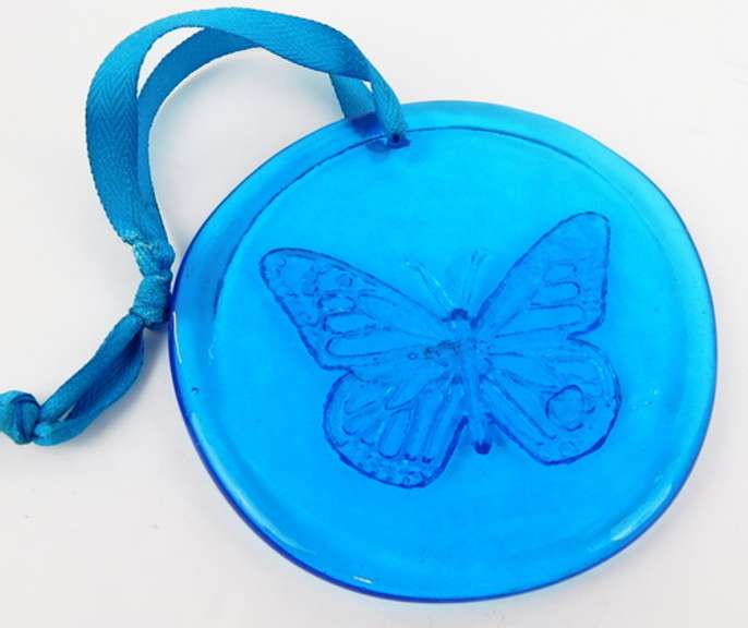 Blenko 2021 Art Glass Butterfly Disk