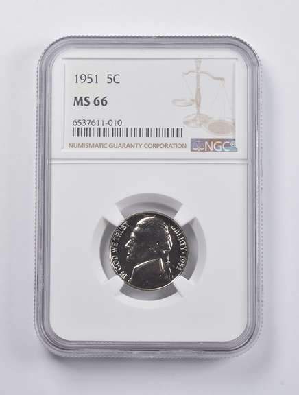 MS66 1951 Jefferson Nickel NGC