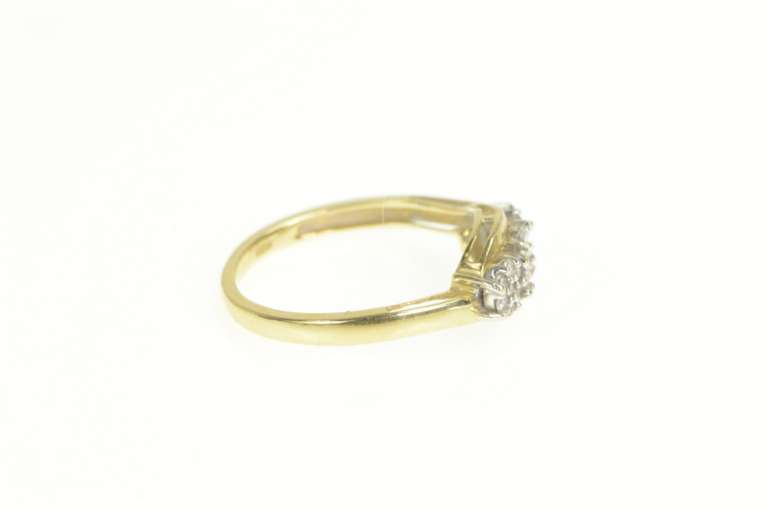 10K Yellow Gold Diamond Flower Cluster Bypass Promise Ring