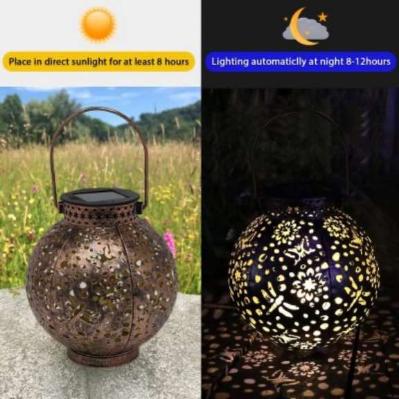 Solar Lantern Outdoor Hanging Lights Metal LED