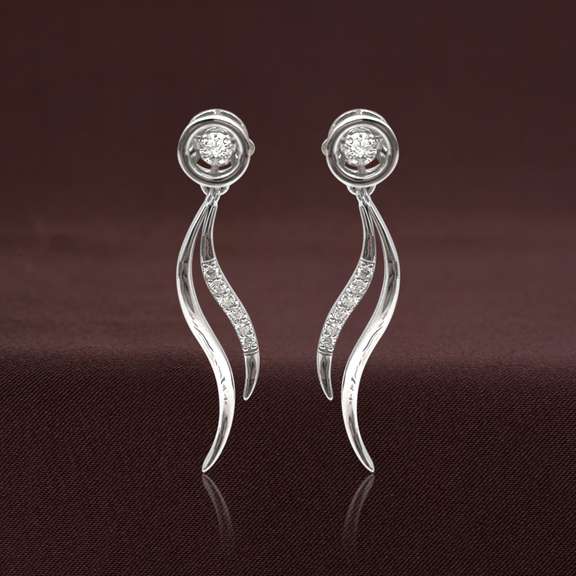 14k White gold $ 0.1ct Dancing Diamond Wings earrings