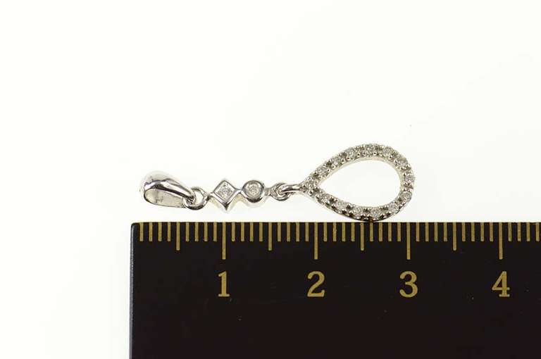 14K White Gold Classic Diamond Tear Drop Statement Pendant