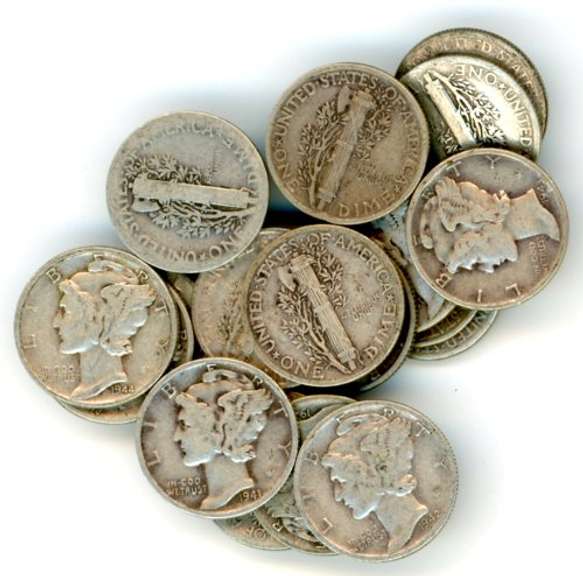 20 Silver Mercury Dimes