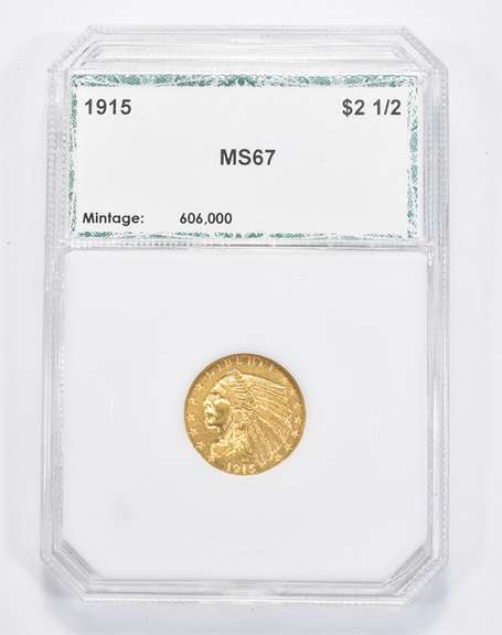 MS67 1915 $2.50 Indian Head Gold Quarter Eagle - Graded PCI