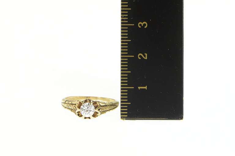 14K Yellow Gold 0.41 Ct Old European Cut Diamond Engagement Ring