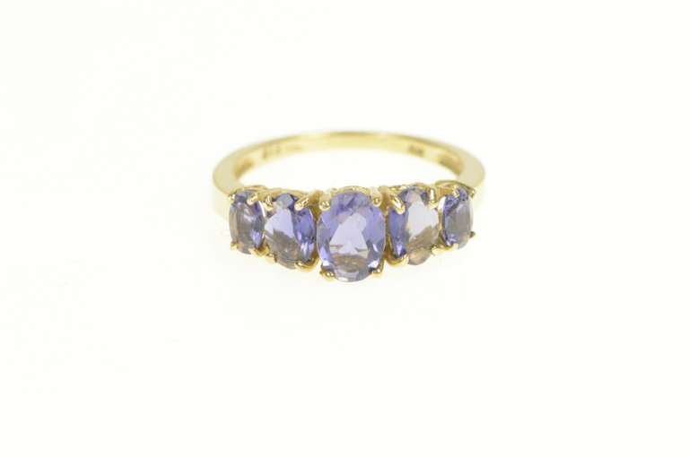 10K Yellow Gold Five Stone Tanzanite Graduated Statement Ring