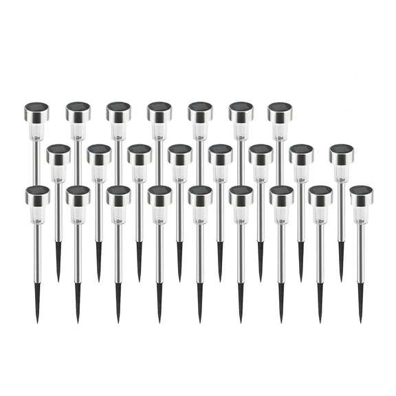 24PCS LED Solar Lawn Path Light Stainless Steel