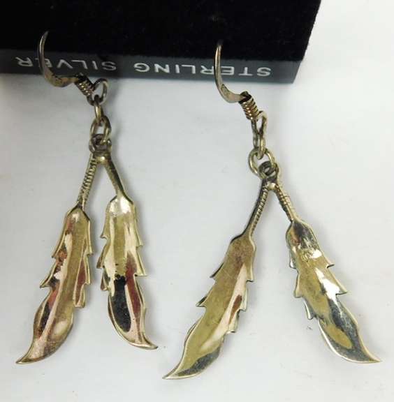Sterling Silver & Mother of Pearl Feather Earrings
