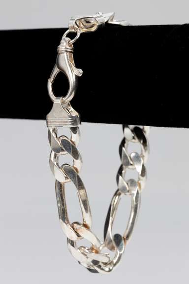 Italian .925 Sterling Silver 14.5mm 3+1 Figaro Bracelet 9 Inches
