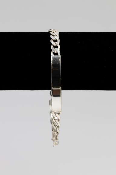 .925 Sterling Silver 6.9mm Curb Link ID Bracelet 8 Inches