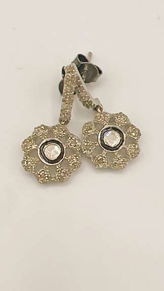 Sterling Silver Diamond Earrings