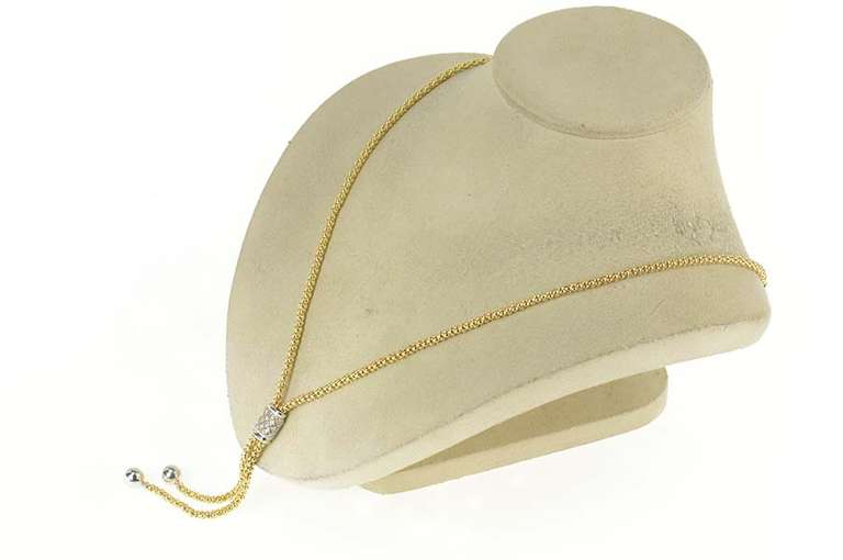 14K Yellow Gold 0.56 Ctw Diamond Popcorn Bolo Tassel Fringe Necklace