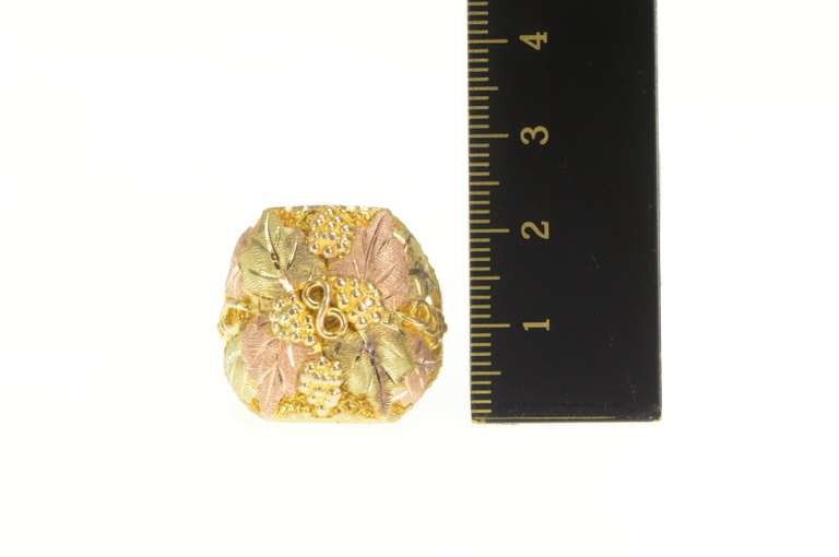 10K Yellow Gold Squared Black Hills Leaf Cluster Statement Ring