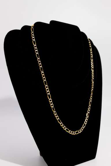 10K Yellow Gold Pave Figaro Link Chain 5.88mm 24 Inch