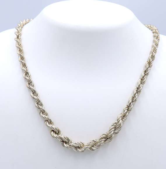 Vintage 925 Sterling Silver Rope Chain Necklace