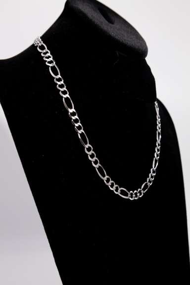14K White Gold 7.5mm Figaro Link Chain 20 Inch