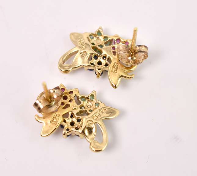 Vermeil Multi-Gem Flower Earrings