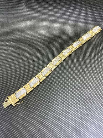 STUNNING MENS 10K DIAMOND GOLD BRACELET