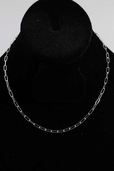 .925 Sterling Silver 3mm Paperclip Chain 16 Inches