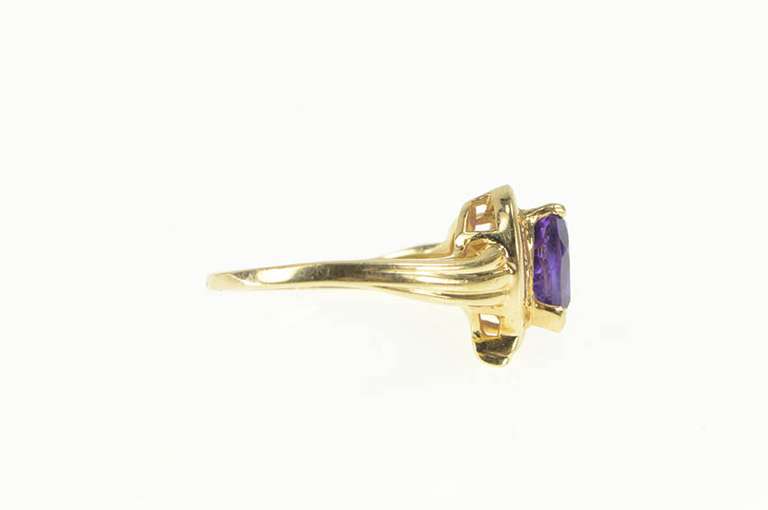 14K Yellow Gold Heart Amethyst Diamond Accent Love Symbol Ring