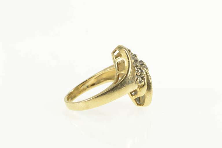 14K Yellow Gold 0.50 Ctw Wavy Cluster Bypass Statement Ring