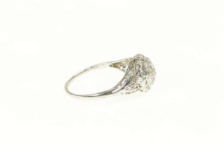 Platinum 0.70 Ctw Art Deco Filigree Domed Engagement Ring