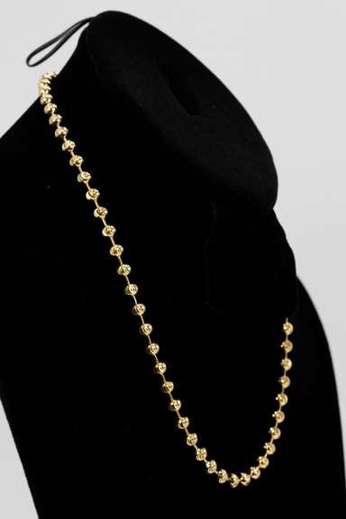10k Gold 5mm Moon Bead Chain Necklace 18 Inches