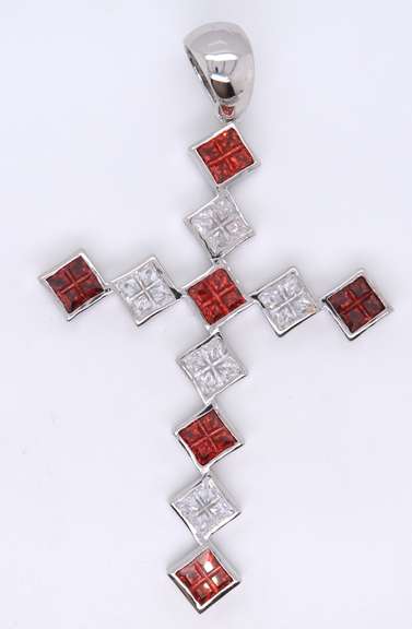 Vintage 925 Sterling Silver Large Cubic Zirconia Pendant