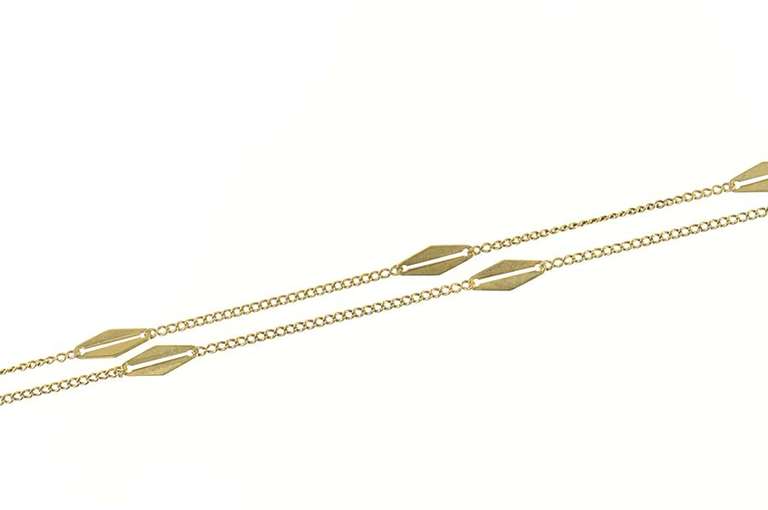 14K Yellow Gold 1.2mm Retro Fancy Link Statement Chain Necklace