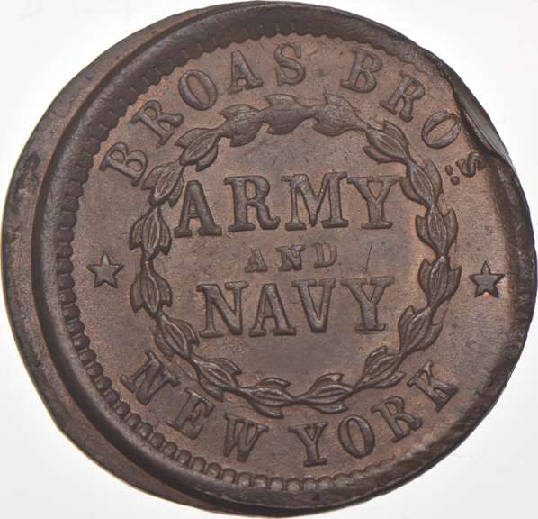 1863 Army & Navy Civil War Token NY 630L - Off Struck