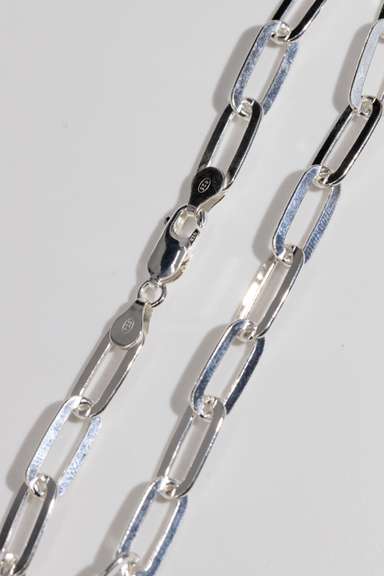 .925 Sterling Silver 7mm Paperclip Chain 16 Inches