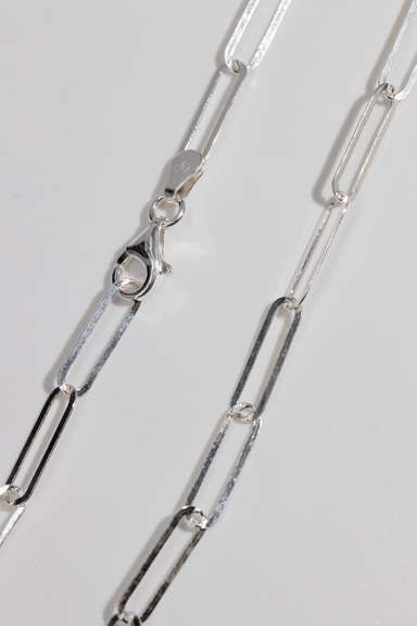 Italian .925 Sterling Silver 4.5mm Paperclip Chain 16 Inches