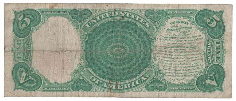 1907 Large Size $5 Series of Woodchopper US Note