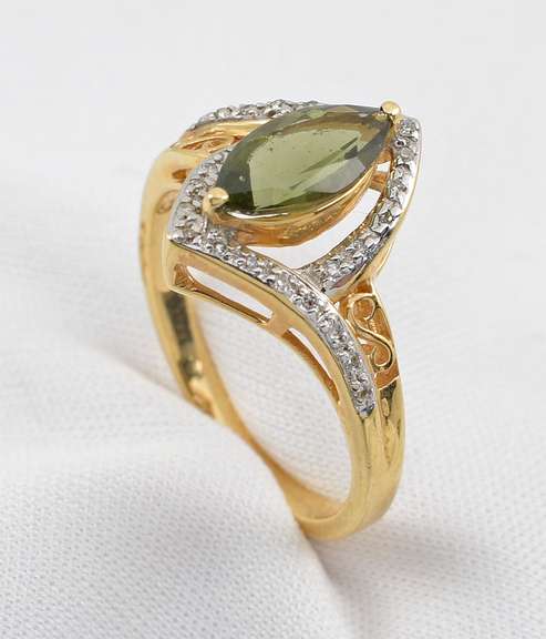Marquise Green Tourmaline 14k Ring