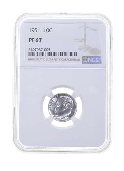 PF67 1951 Roosevelt Dime - Graded NGC