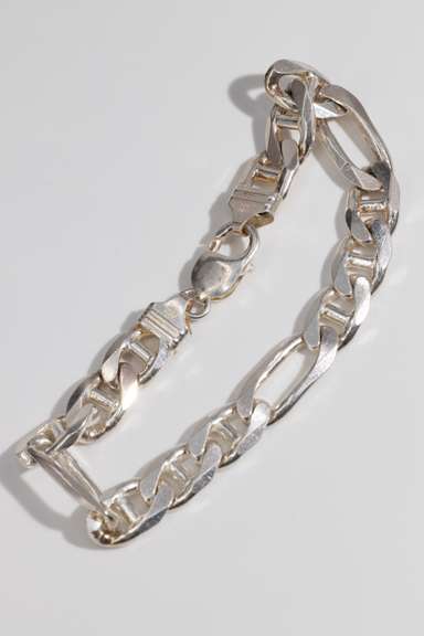 Italian .925 Sterling Silver 10.6mm Figaro Link Bracelet 9.25 Inches